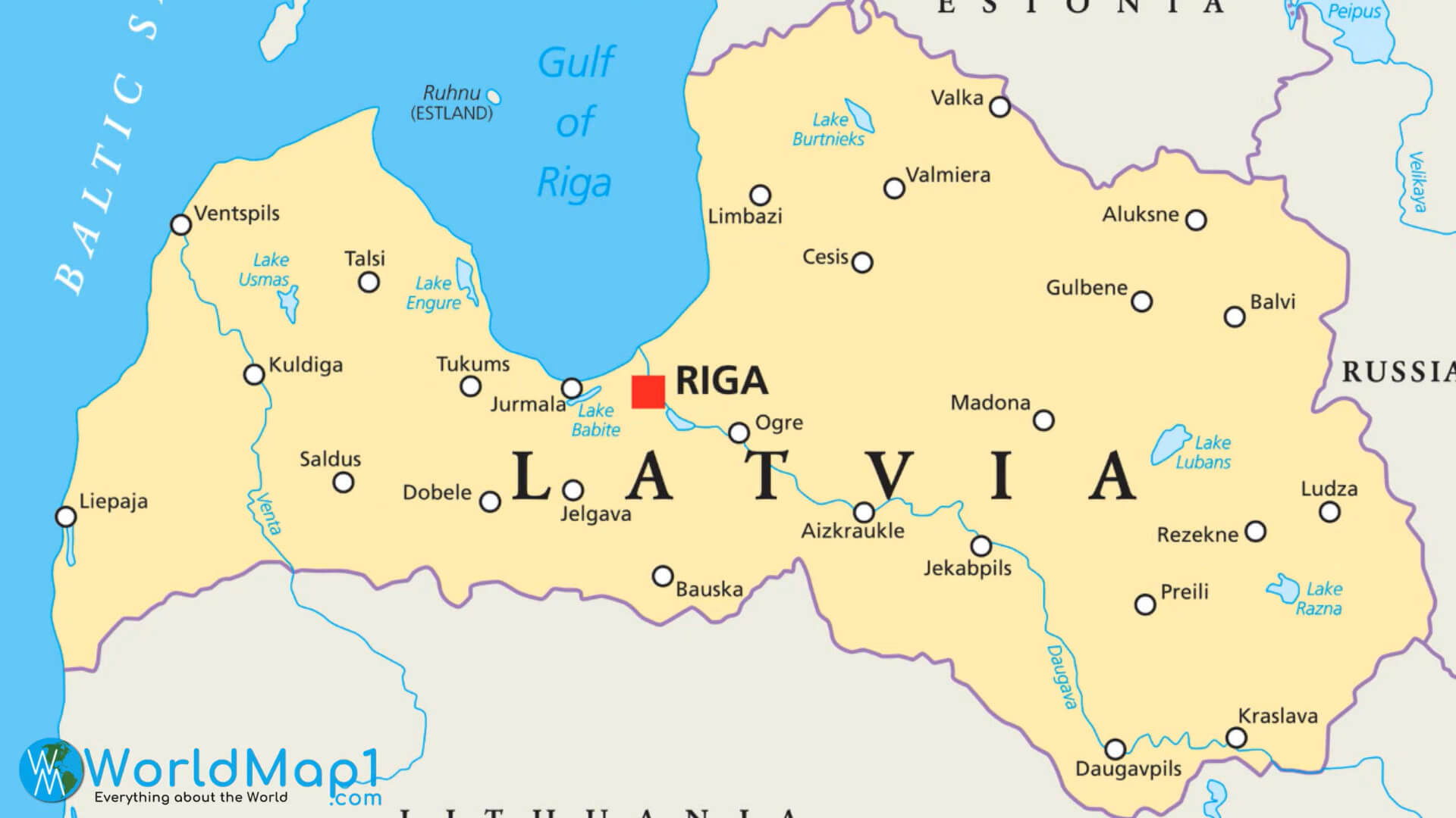 Latvia Map and Riga